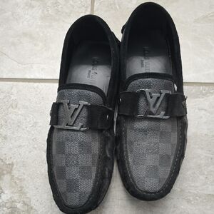 Louis Vuitton Men's Black and Gray Loafers